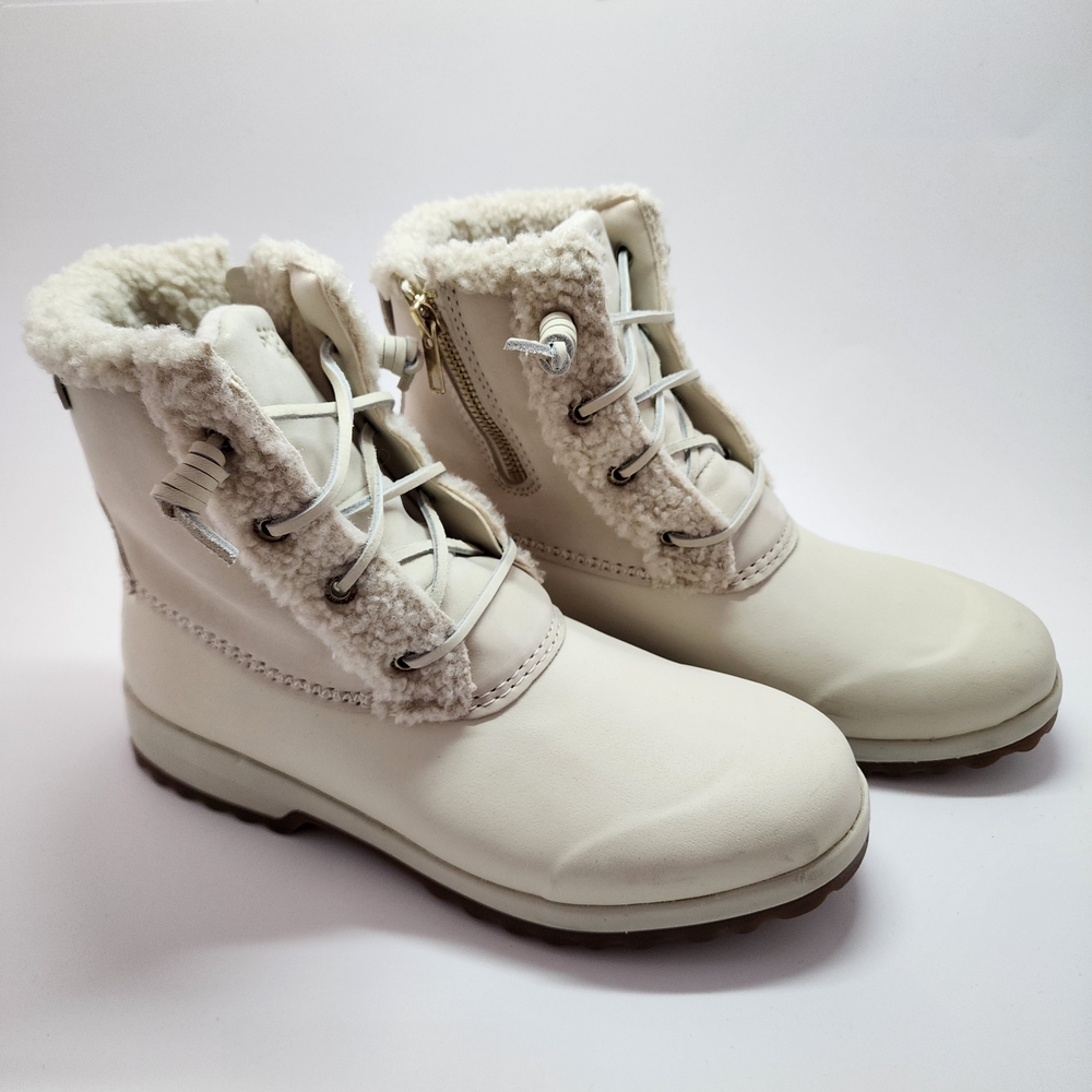 Sperry Meritime Repel Teddy Trim Women's Cream Ivory Winter Rain Boots